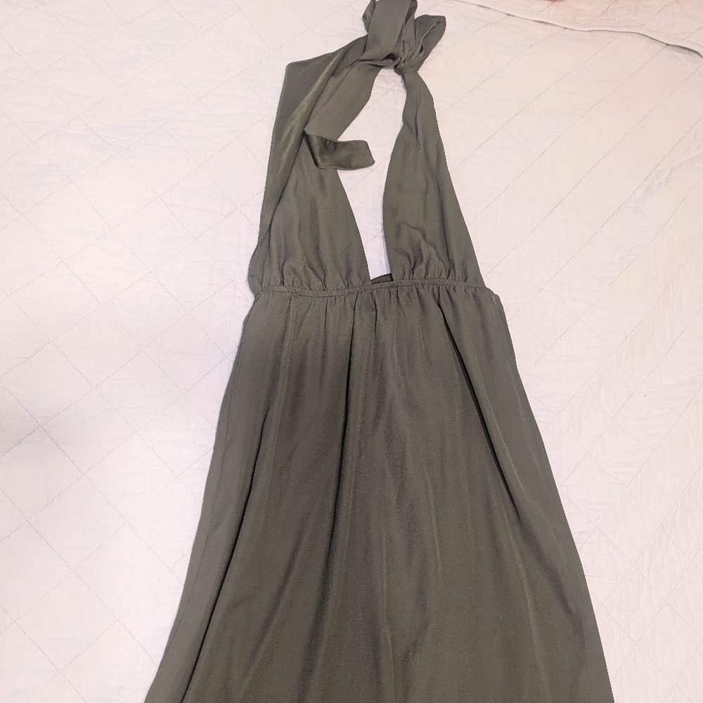 PrettyLittleThing Dark Green Sheer Dress